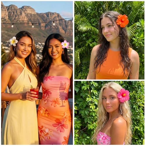 Lively 18 Pcs Hawaiian Flower Hair Clips Set for Women