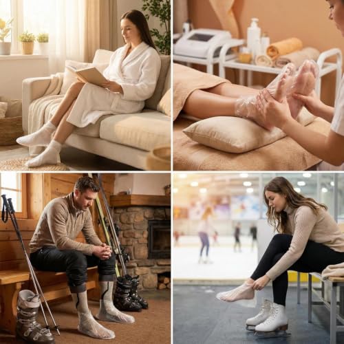 200 Disposable Moisturizing Foot Socks - Leak-Proof, Anti-Slip