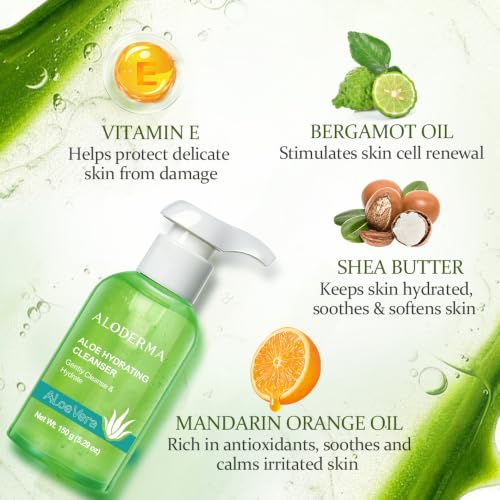 Aloderma Hydrating Aloe Face Wash for Dry & Sensitive Skin - 5.29 oz