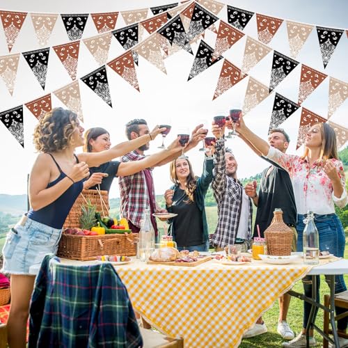 Western Cowboy Party Decorations - 5 Pack Paisley Pennant Banners