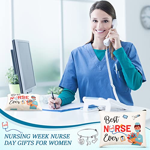 8-Piece Nurse Appreciation Gift Set: Canvas Makeup Bags & Bracelets