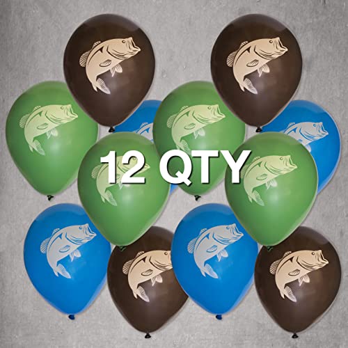 Fishing Party Balloons - 12 Pack 12-Inch Fish Silhouette Decor