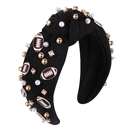 Black Football Headband for Football Mom Sports Hair Accessories Gift