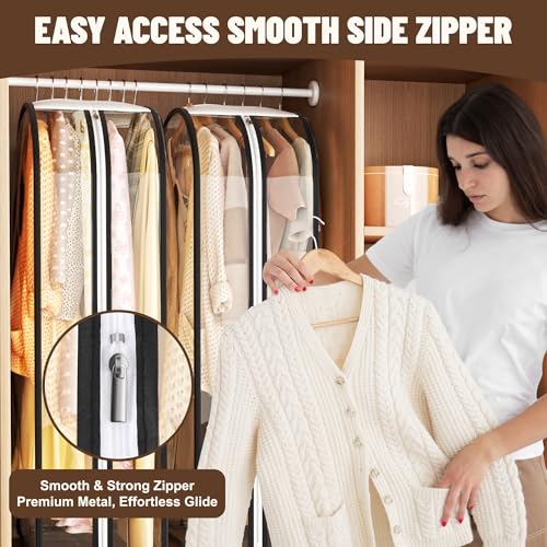 40" Hanging Garment Bags - Ultra Clear Suit Storage, 3 PCS