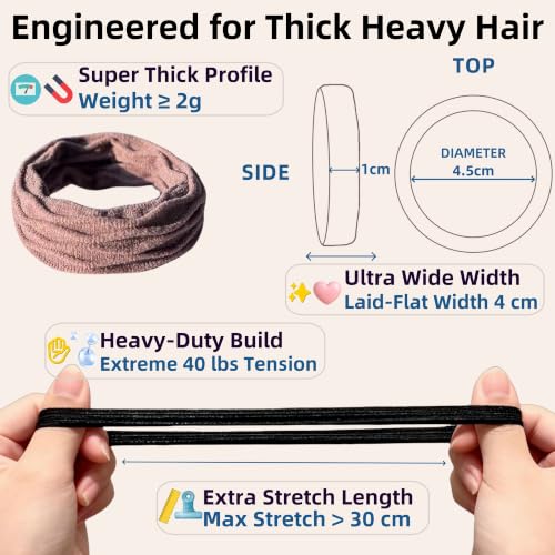 Lilac Purple Seamless Nylon Hair Ties for Thick & Curly Hair - No Damage, 10 Pack