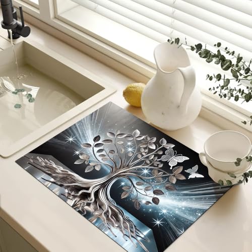 HOMETITUTE Floral Diatomite Stove Top Cover Mat 28x20