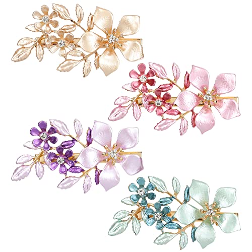 inSowni 4 Pack Glitter Sparkly Jeweled Butterfly Hair Clips S3