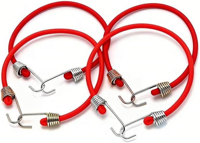 Heavy Duty Bungee Cords - 10 Pack Durable Black Elastic Straps with Metal Hooks for Camping, Cargo Securing & Outdoor Use