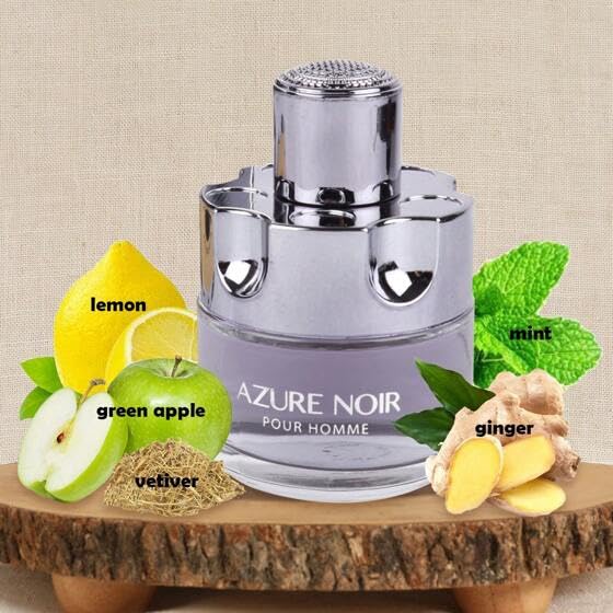 Azure Noir Cologne for Men - 3.4oz Eau de Toilette Spray, Long Lasting