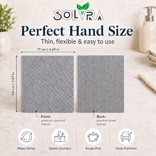 10 Grey Swedish Dishcloths - Ultra Absorbent & Eco-Friendly