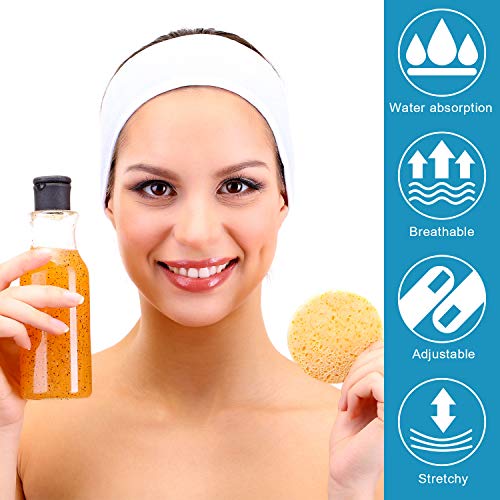 Whaline White Spa Headbands 4-Pack - Soft, Adjustable Hair Wraps for Facial & Beauty Use