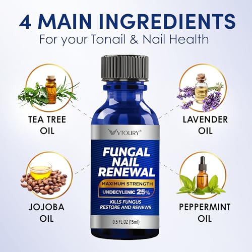 Toenail Fungus Treatment Extra Strength ? VTROUY 2 Bottle Nail & Toe Solution with Undecylenic Acid 25% and Tea Tree Oil 15ml 2Pcs
