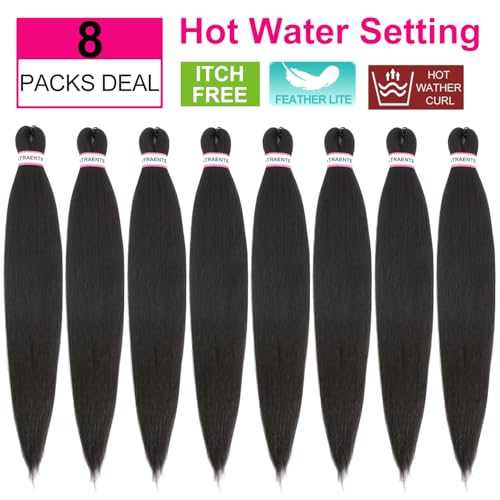 ATRAENTE 18 Inch Pre-Stretched Braiding Hair - Deep Brown (8 Packs)
