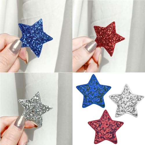 12pcs Patriotic Glitter Star Hair Clips for 4th of July