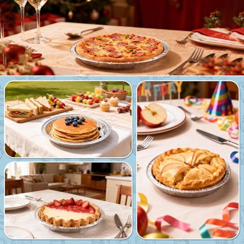 36 Pack 9 Inch Disposable Aluminum Foil Pie Tins - Heavy-Duty & Oven Safe