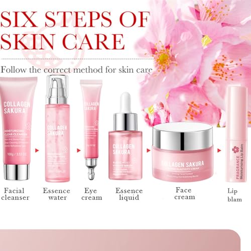 LOTIZUO 11-Piece Cherry Blossom Skincare Set for Hydrating & Anti-Aging