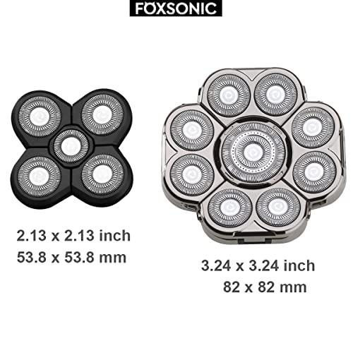 FOXSONIC 9 Silver Blades Replacement Heads for Head Shavers