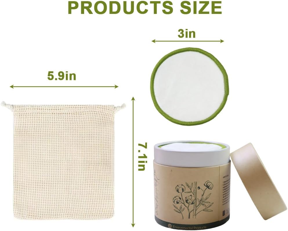 Reusable Cotton Rounds - 28 Pack with Washable Bag & Box | Eco-Friendly Makeup Remover Pads for Skincare
