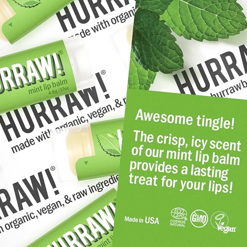 Hurraw! Organic Mint Lip Balm Set - 2 Pack, Certified Vegan & Cruelty-Free