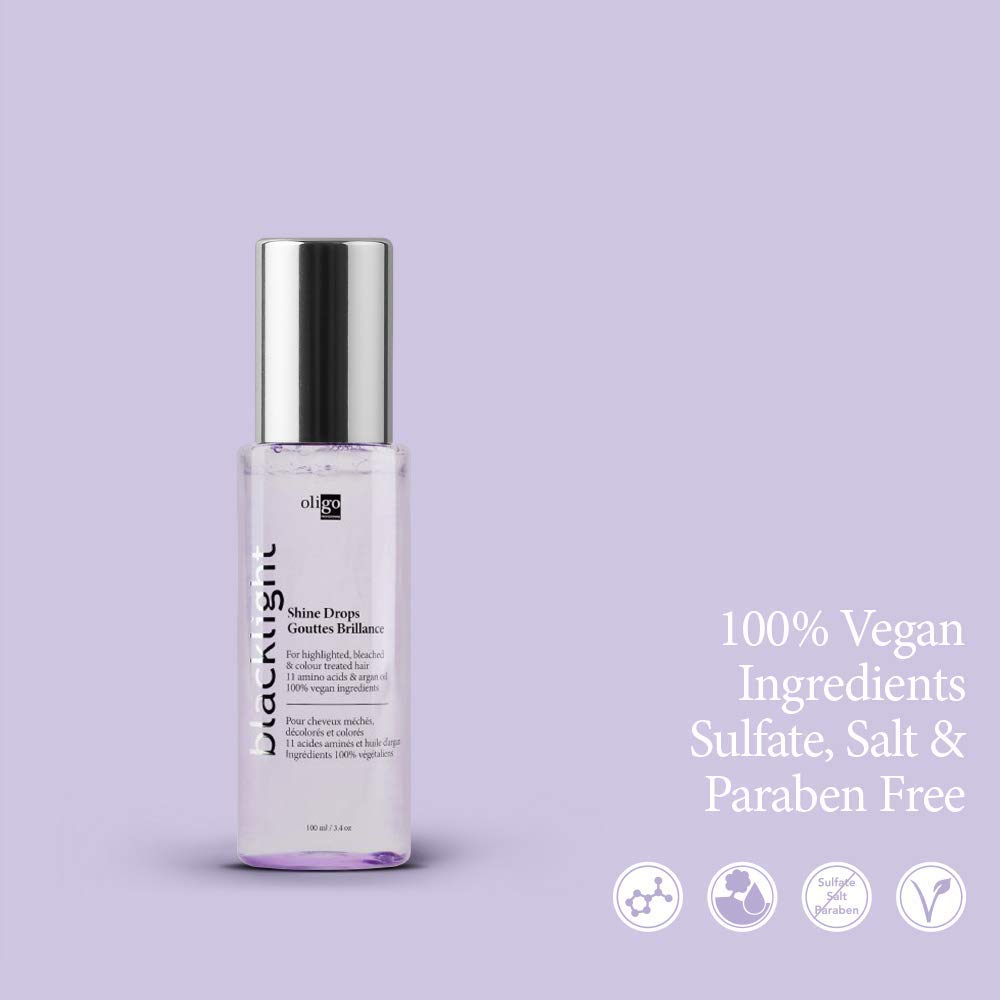 Oligo Professionnel - Blacklight Shine Drops - Weightless hair oil - Anti frizz serum - Argan oil - Nourishing - Paraben Free - Instant shine - 3.4 oz