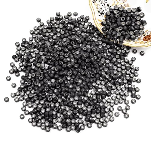 Utodoo 800pcs 4mm Silicone Lined Micro Ring Beads for Hair Extensions - Black