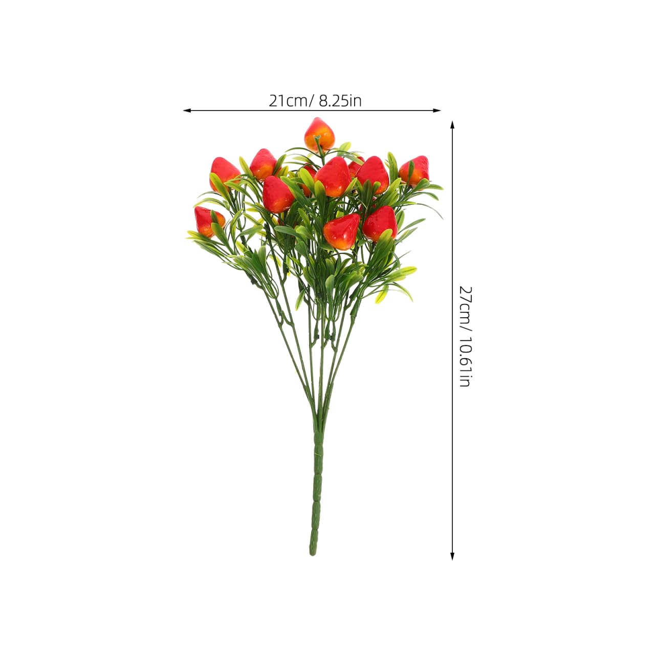 Housoutil Artificial Strawberry Plant Bouquet, 5PCS Fake Strawberries, Faux Fruits Stem Bouquet Arrangement Decor for Vase