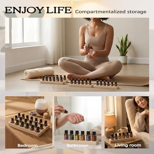 Meao Wooden Essential Oil Display Rack - 4 Pcs 6 Slot Organizer