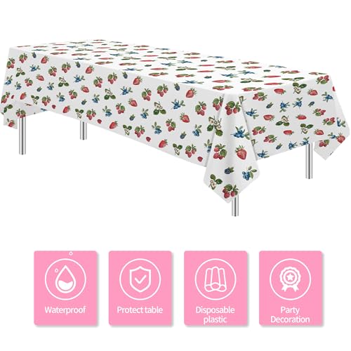 Berry Birthday Party Tablecloth Set - 3 Disposable Table Covers