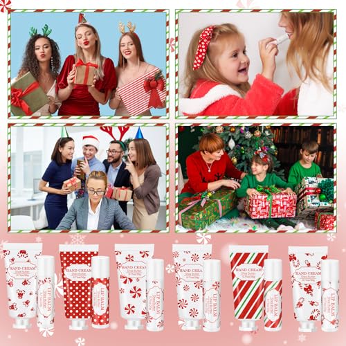 Leelosp Christmas Hand Cream & Lip Balm Gift Set - 12 Piece Holiday Bulk Pack