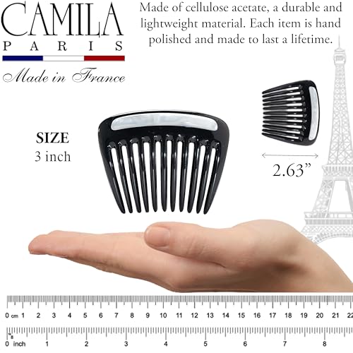 Camila Paris CP3769 Hair Side Comb Black & Pearl Small French Twist Clip