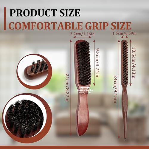 2-Pack Boar Bristle Hair Brushes for Men & Women - Smoothing & Teasing
