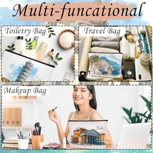 Italy Cosmetic Bag Set - 4pcs Watercolor Makeup Pouches
