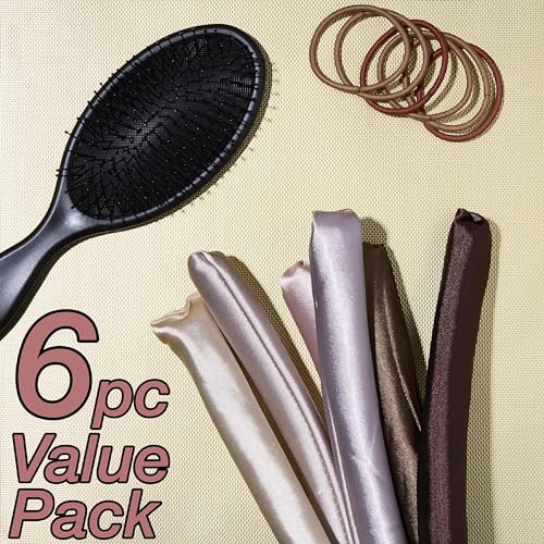 Satin Curling Rods 6-Piece Heatless Hair Curlers for Natural Waves & Spiral Curls