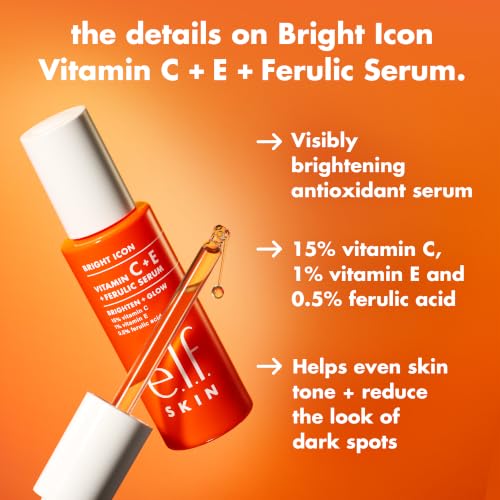 e.l.f. SKIN Bright Icon Vitamin C + E Face Serum 1 Fl Oz - Soothing & Brightening