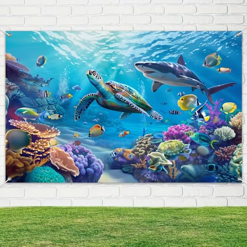 BlissYard Underwater World Banner | Marine Life Backdrop 71x43