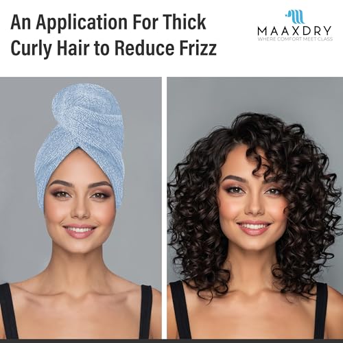 MAAXDRY 100% Cotton Hair Towel Wrap - Super Absorbent Turban for Hair Drying