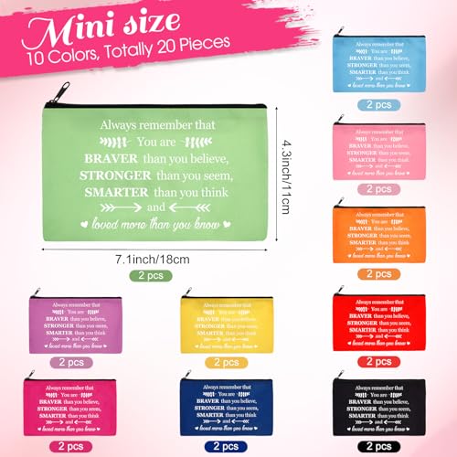 20 Pcs Inspirational Makeup Bags - 'You Are Brave' Cosmetic Pouch Bulk Gift