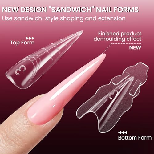 C12rtive Sandwich Nails Dual Forms 280Pcs Nail Extension Molds #48 for DIY & Professional Use
