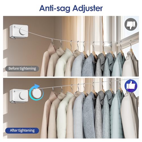 Archimas Retractable Clothesline - 15.6ft Heavy Duty Wall-Mounted Drying Line