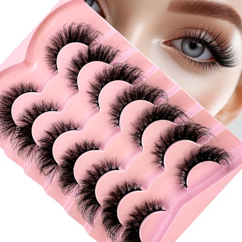 Cat Eye False Eyelashes - 7 Pairs 5D Faux Mink Wispy Strip Lashes