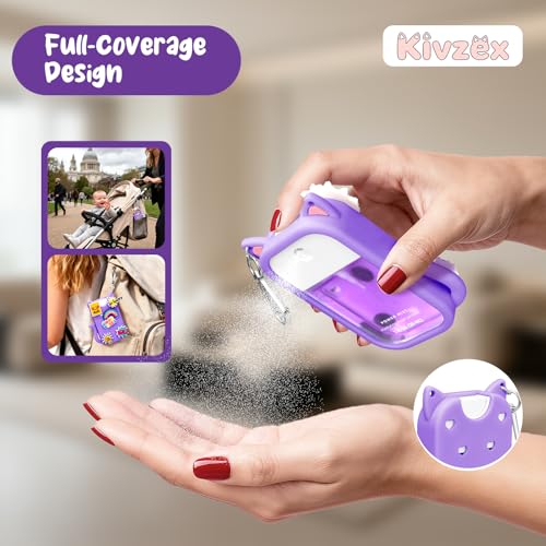 Cat Silicone Case for Touchland 1oz Spray — Cat Purple with Charm Keychain