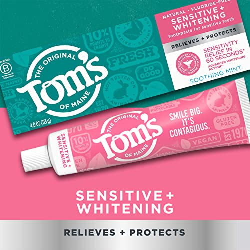 Tom's of Maine Sensitive & Whitening Toothpaste, Soothing Mint, 3-Pack