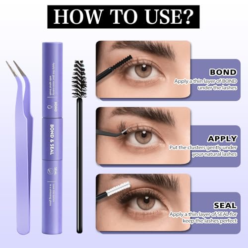 EASITENSION 708 PCS Wispy Lash Clusters Kit - 10-16mm DIY Natural Eyelashes