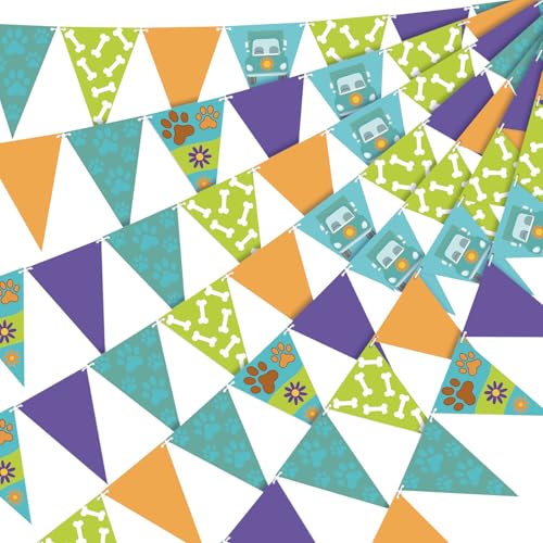 Cartoon Dog Pennant Banner - 5 Pcs Colorful Paper Flags