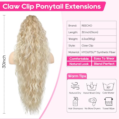 30" Dark Blonde Curly Ponytail Extension - Claw Clip Hairpiece
