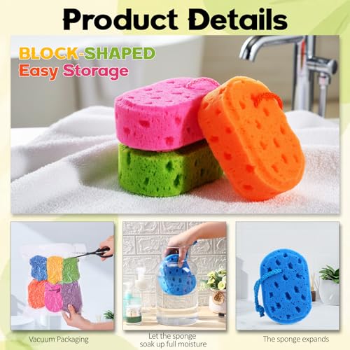 Bright Color FoldTier 12 Pcs Exfoliating Bath Sponges Loofahs for Women Reusable Soft Body Scrubbers