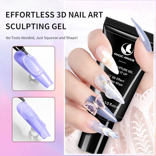 3D Nail Gel and Chrome Powder Kit - Sculpting Gel for Nail Art