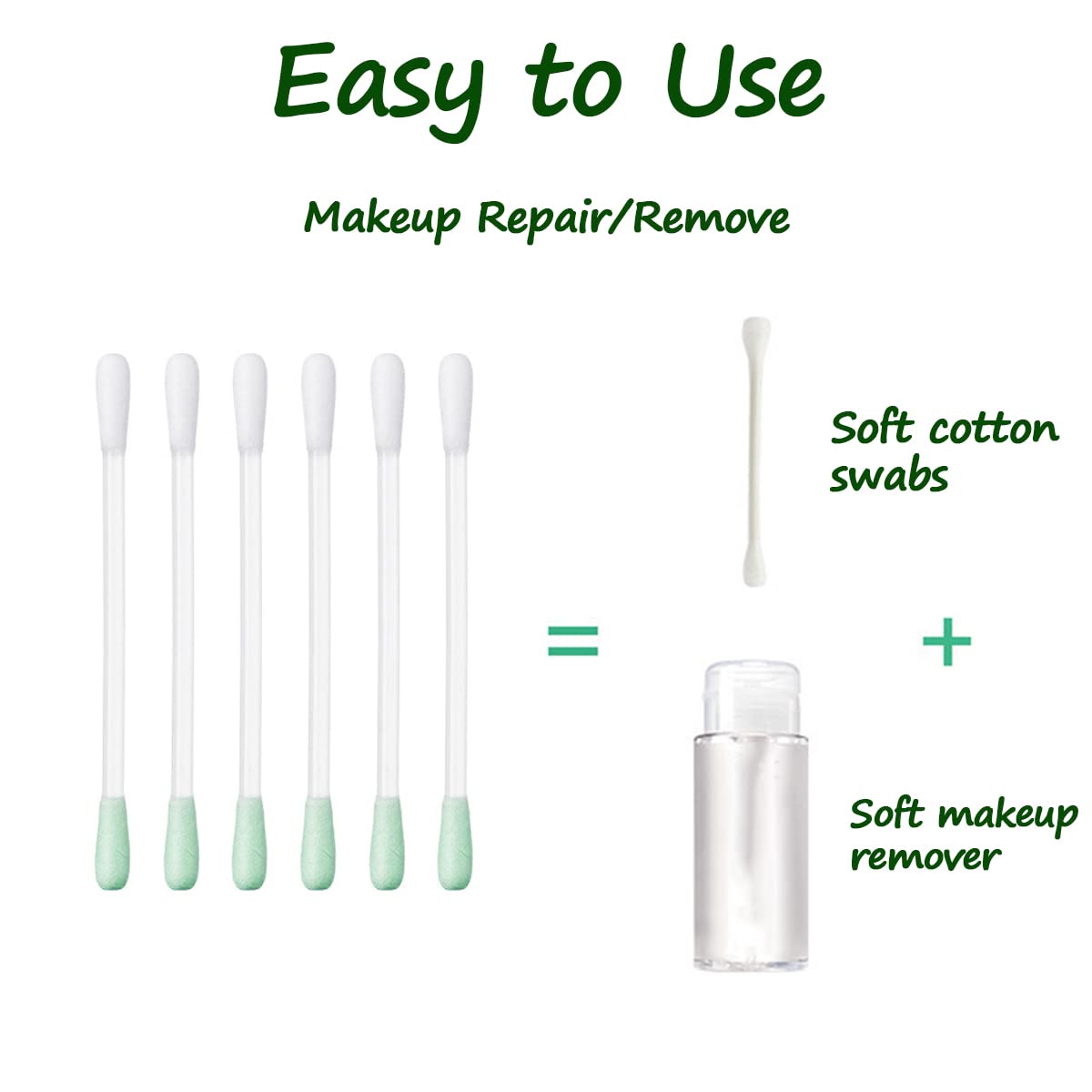 100 Pcs Cotton Makeup Remover Swabs - Disposable Vitamin E Liquid-Filled Cotton Swabs Sticks for Eye/Lip/Eyebrow/Eyelash Makeup Correctors Removing Swabs