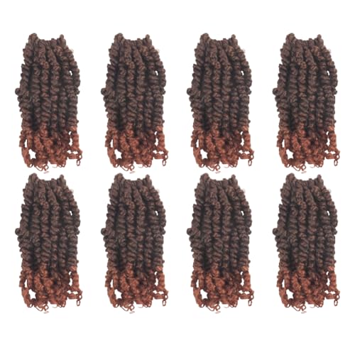 WUDAS 8 Inch Pre-twisted Passion Twist Crochet Hair - T350 Ombre Ginger Red
