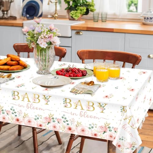 Baby in Bloom Disposable Tablecloths for Baby Showers - 3 Pack